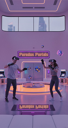 VR players in a futuristic room